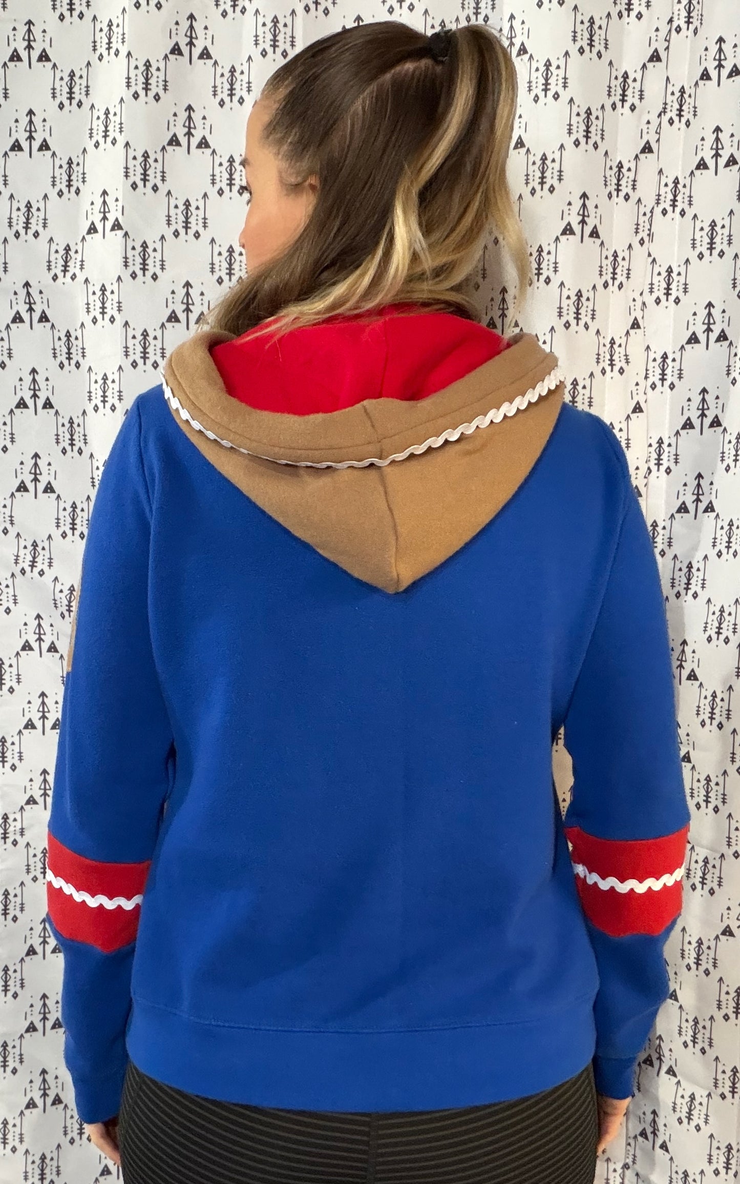 Blue 1/4 Zip Gingerbread Buffalo Football Hoodie Size- Women's M/L