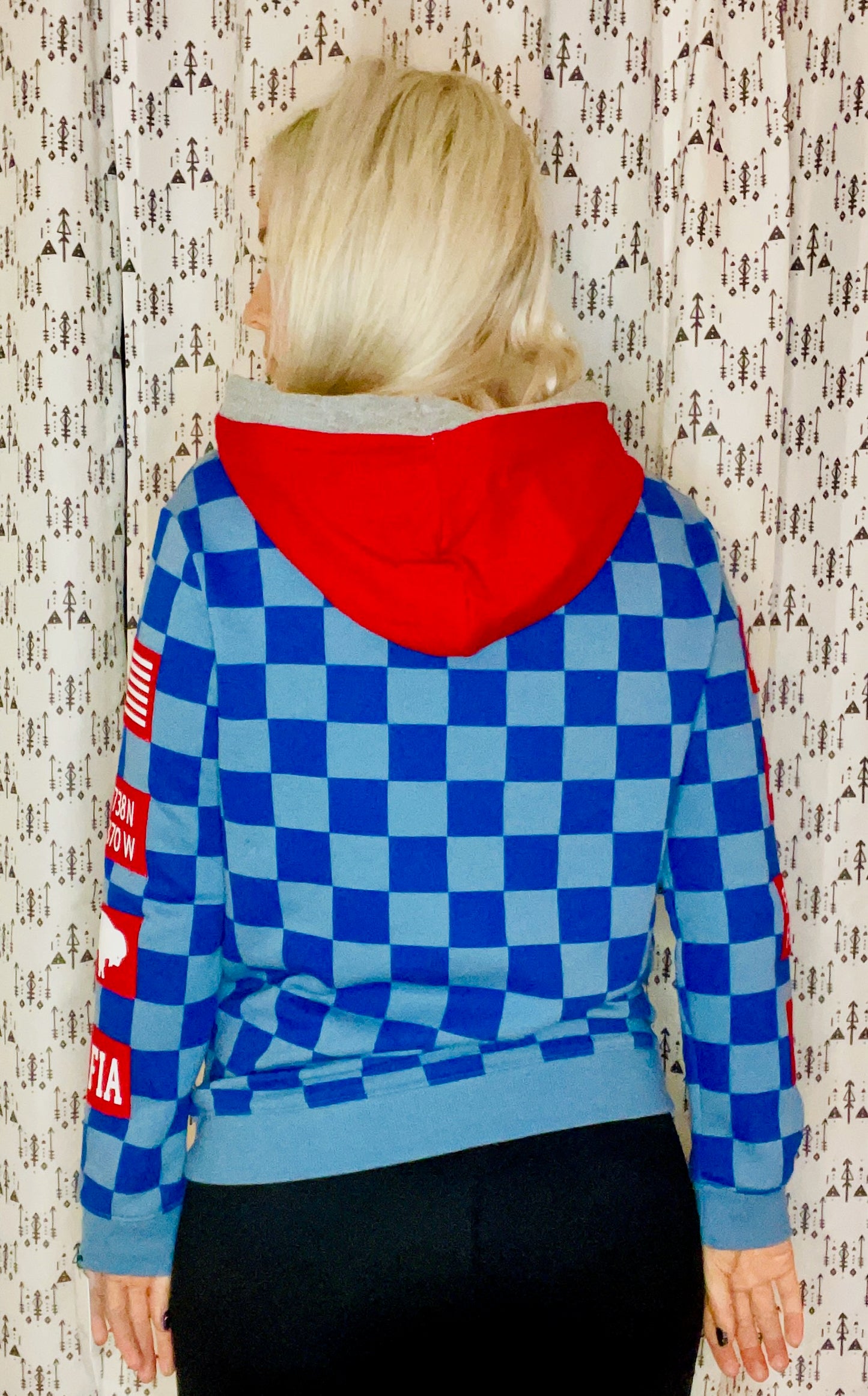 Checkered Blue BUF Proud Hoodie Size-Unisex XS/S