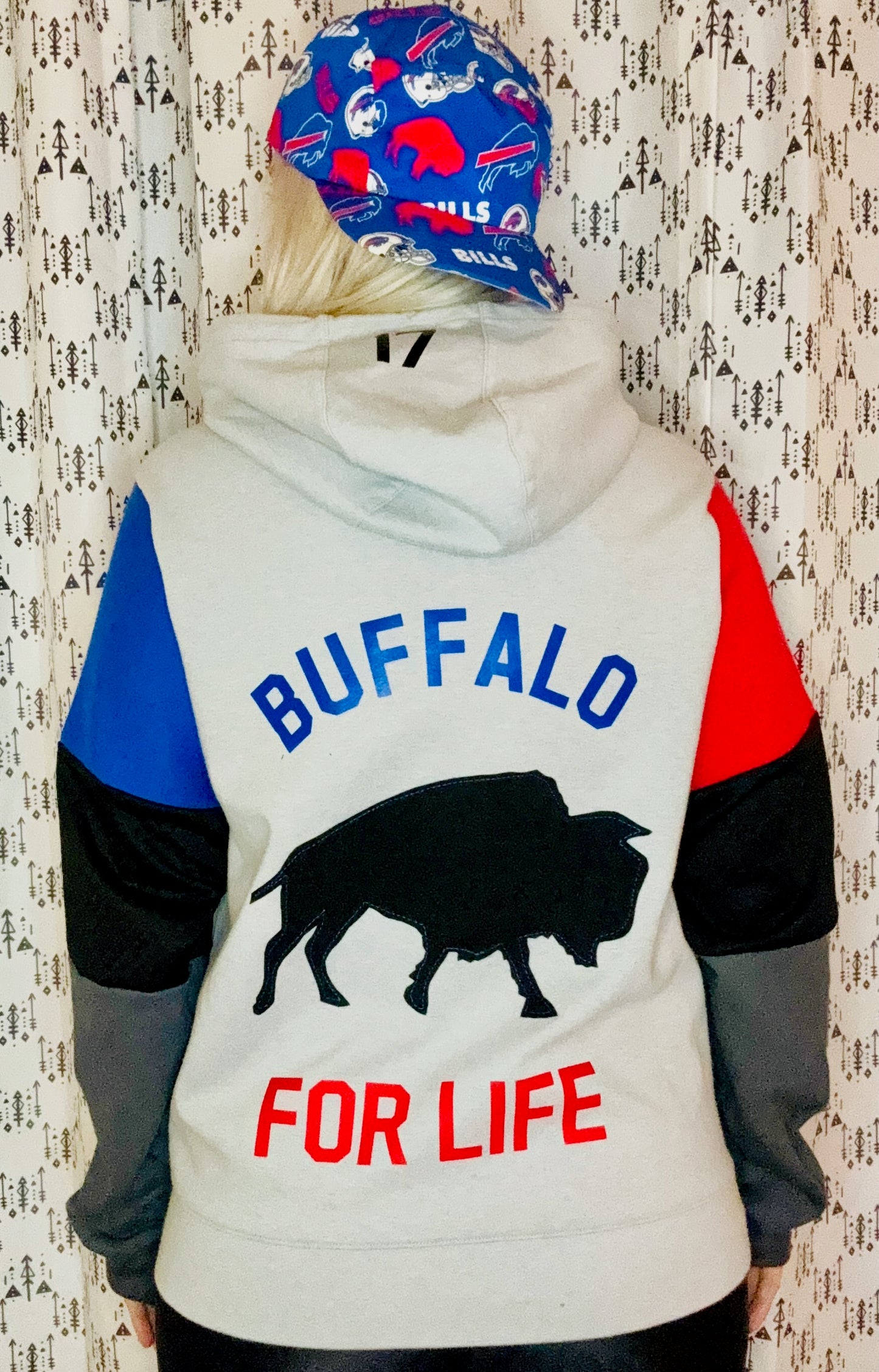 90's Buffalo Football Color-Block Zip-Up Hoodie Size- Unisex M/L