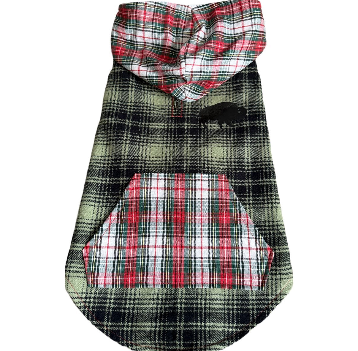 Holiday Buffalo Plaid Dog Hoodie Size-M