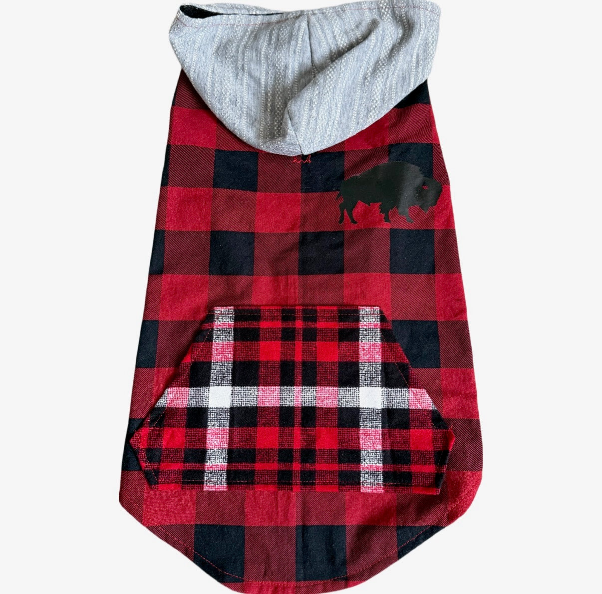 Red Buffalo Plaid Dog Hoodie Size-L