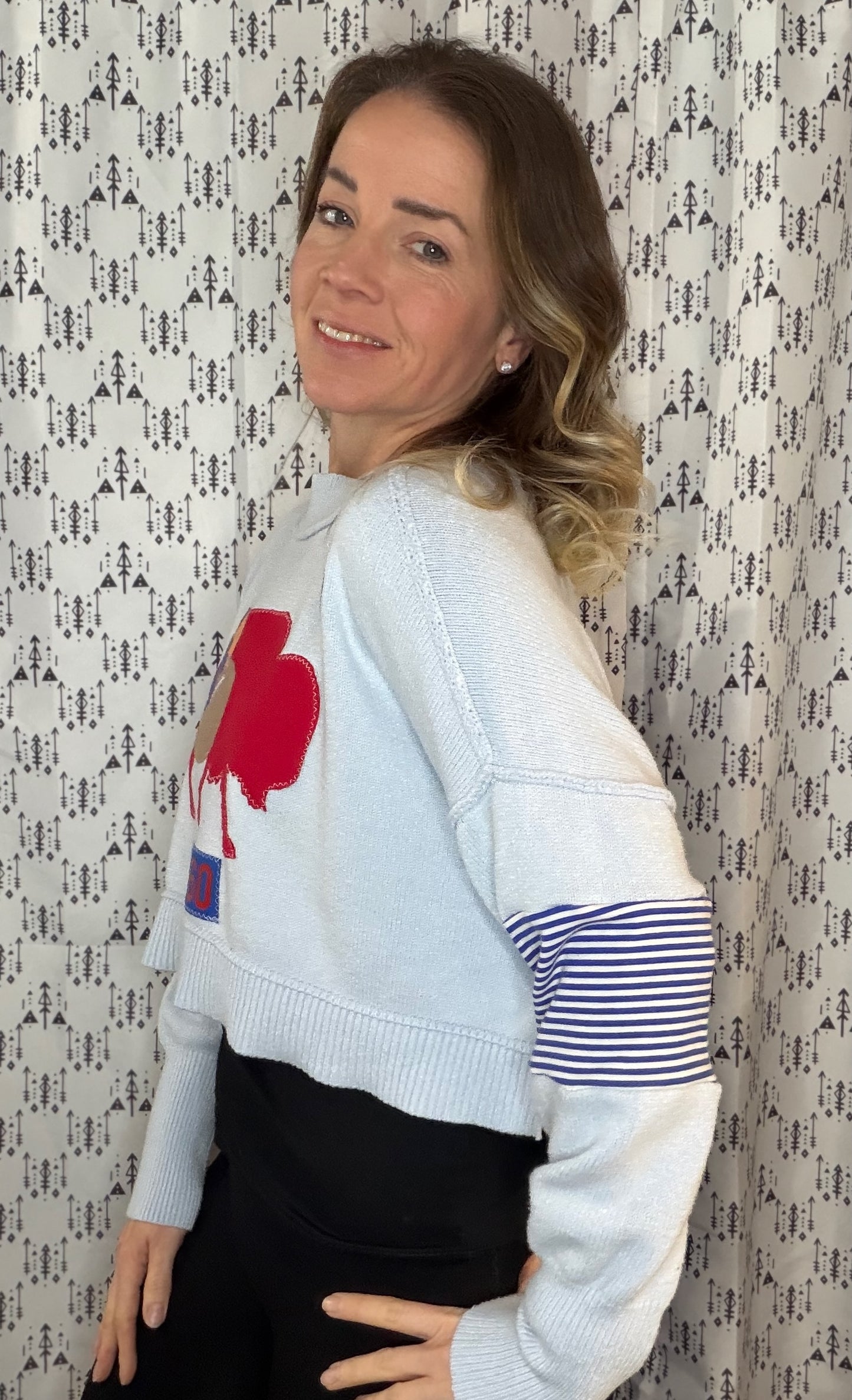 Light Blue Everything Buffalo Football Crop Crewneck Size- Women's S/M