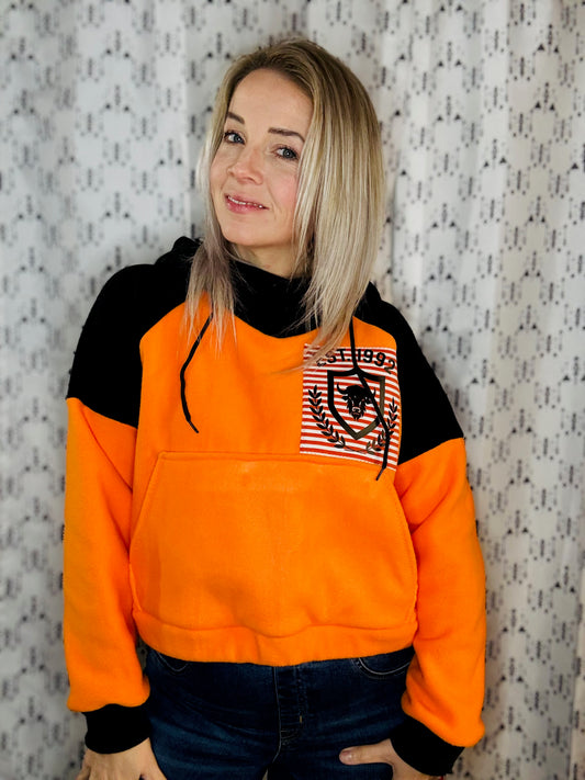 Orange Buffalo Head Lacrosse Crop Hoodie Size- Women's XL/2X