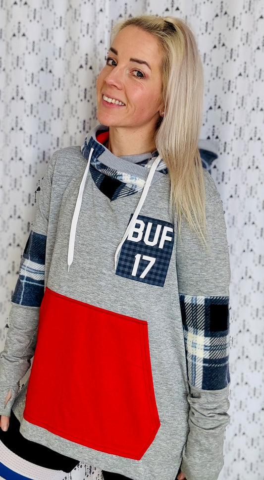 Josh Allen Plaid Buffalo Hoodie Size- Women's L/XL