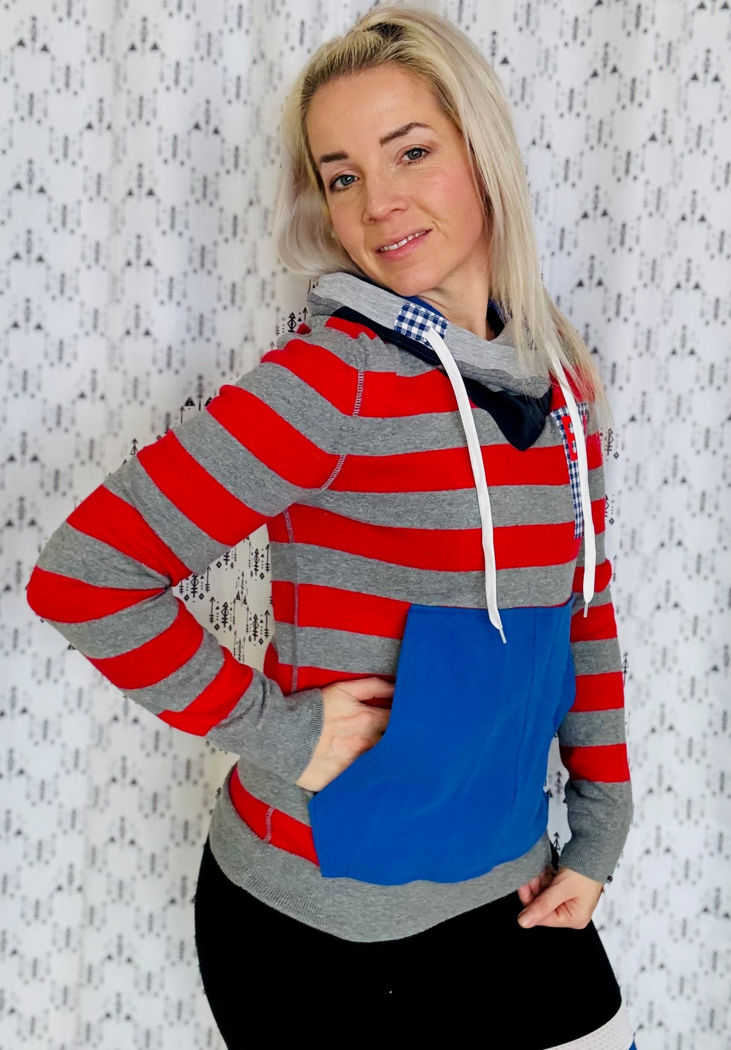 Red Striped Josh Allen Buffalo Sweater Hoodie Size- Women's S/M