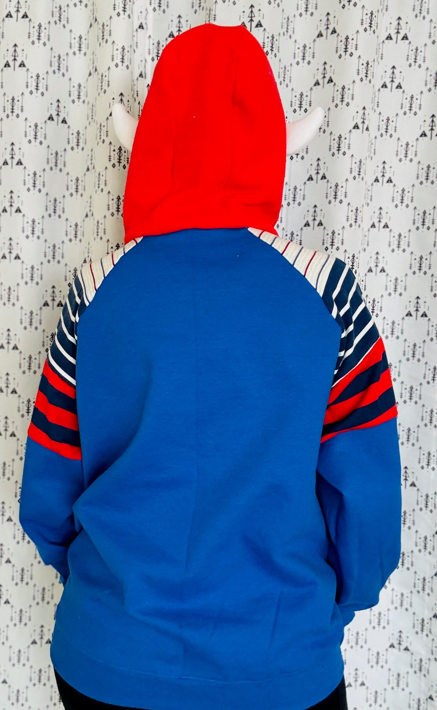 Blue & Stripes Be the Buffalo Hoodie Size- Unisex M/L