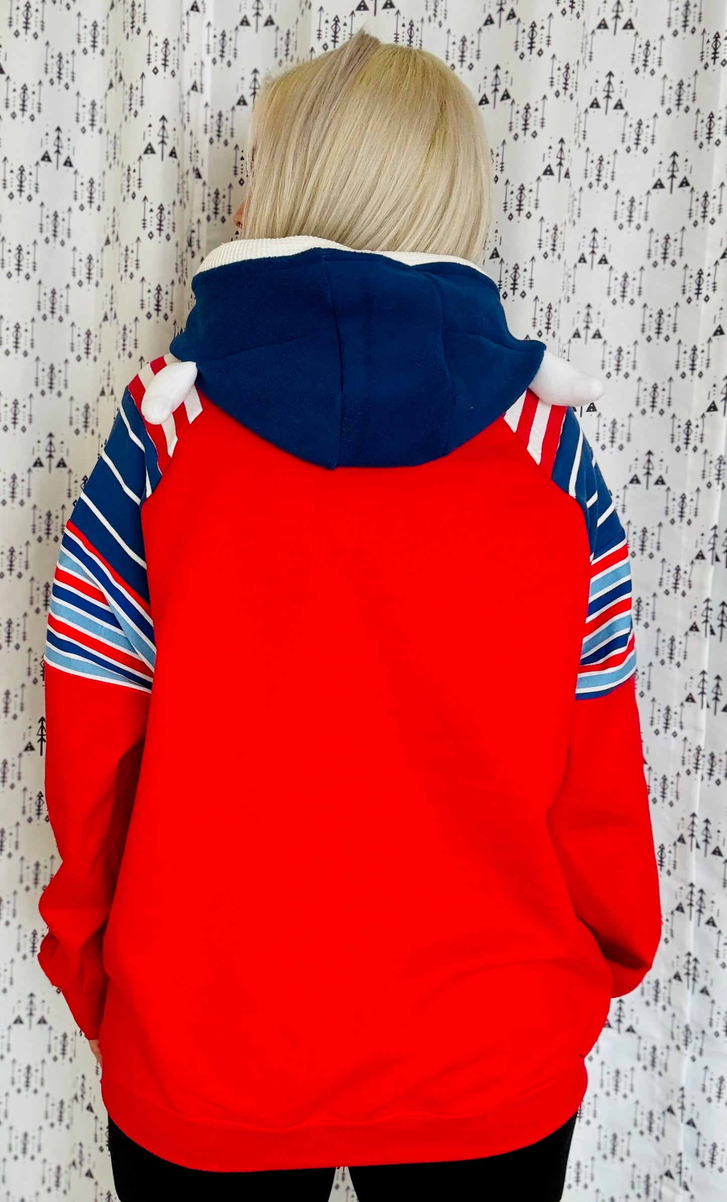 Red & Stripes Be the Buffalo Hoodie Size- Unisex L/XL