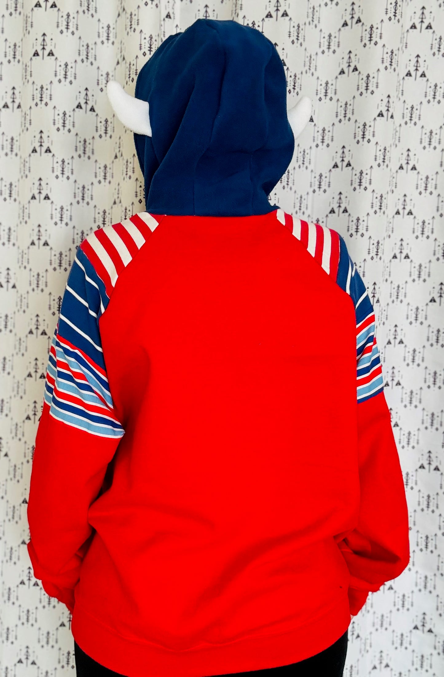 Red & Stripes Be the Buffalo Hoodie Size- Unisex L/XL