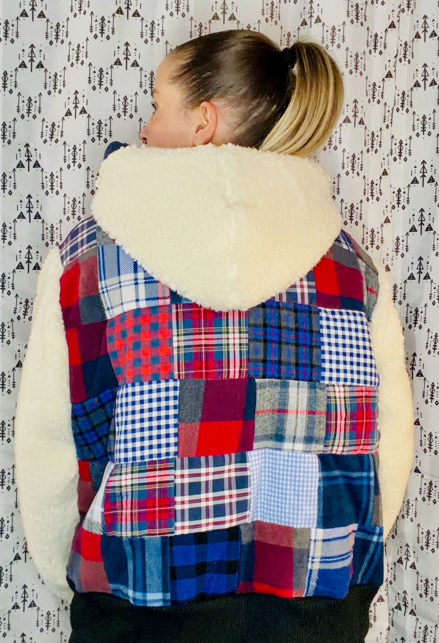 Plaid Patchwork BUF Hooded Jacket Size- Women's XL/2X