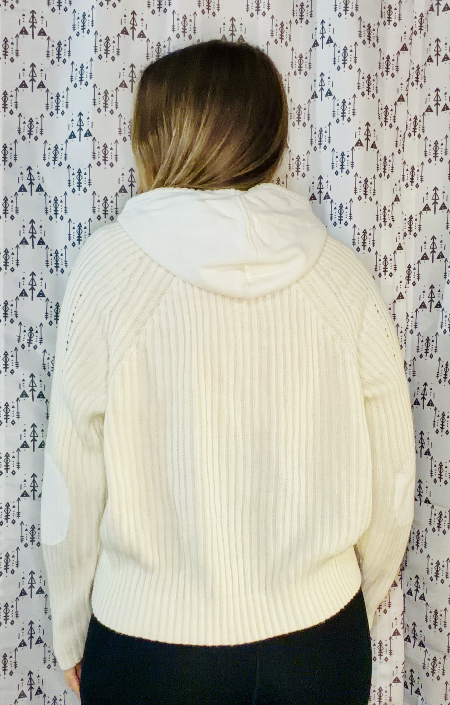 Cream Buffalo #17 Button-Up Sweater Hoodie Size- Women's L/XL