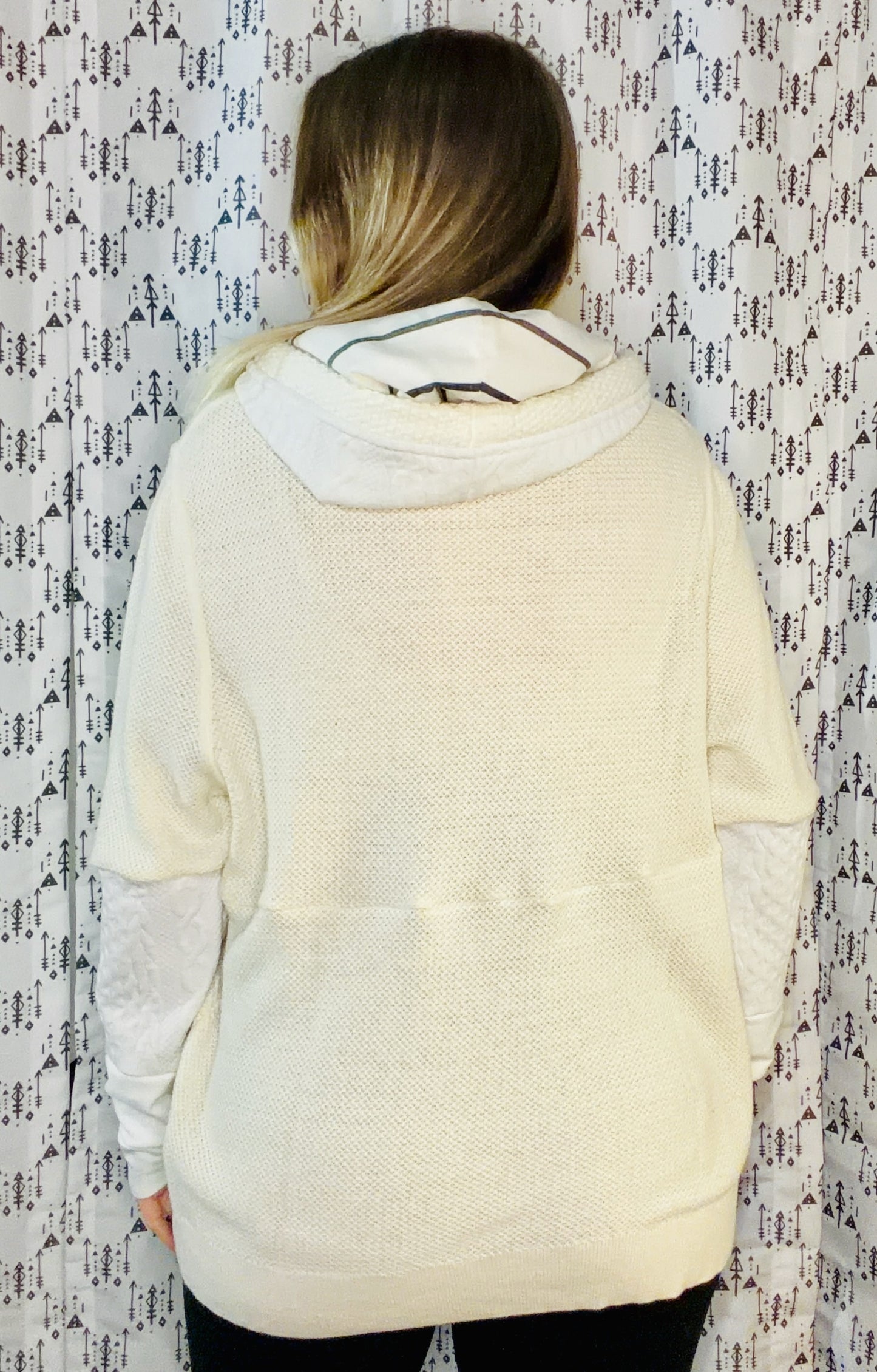 Cream BUF 1/4 Button-Up Sweater Hoodie Size- Women's XL/2X