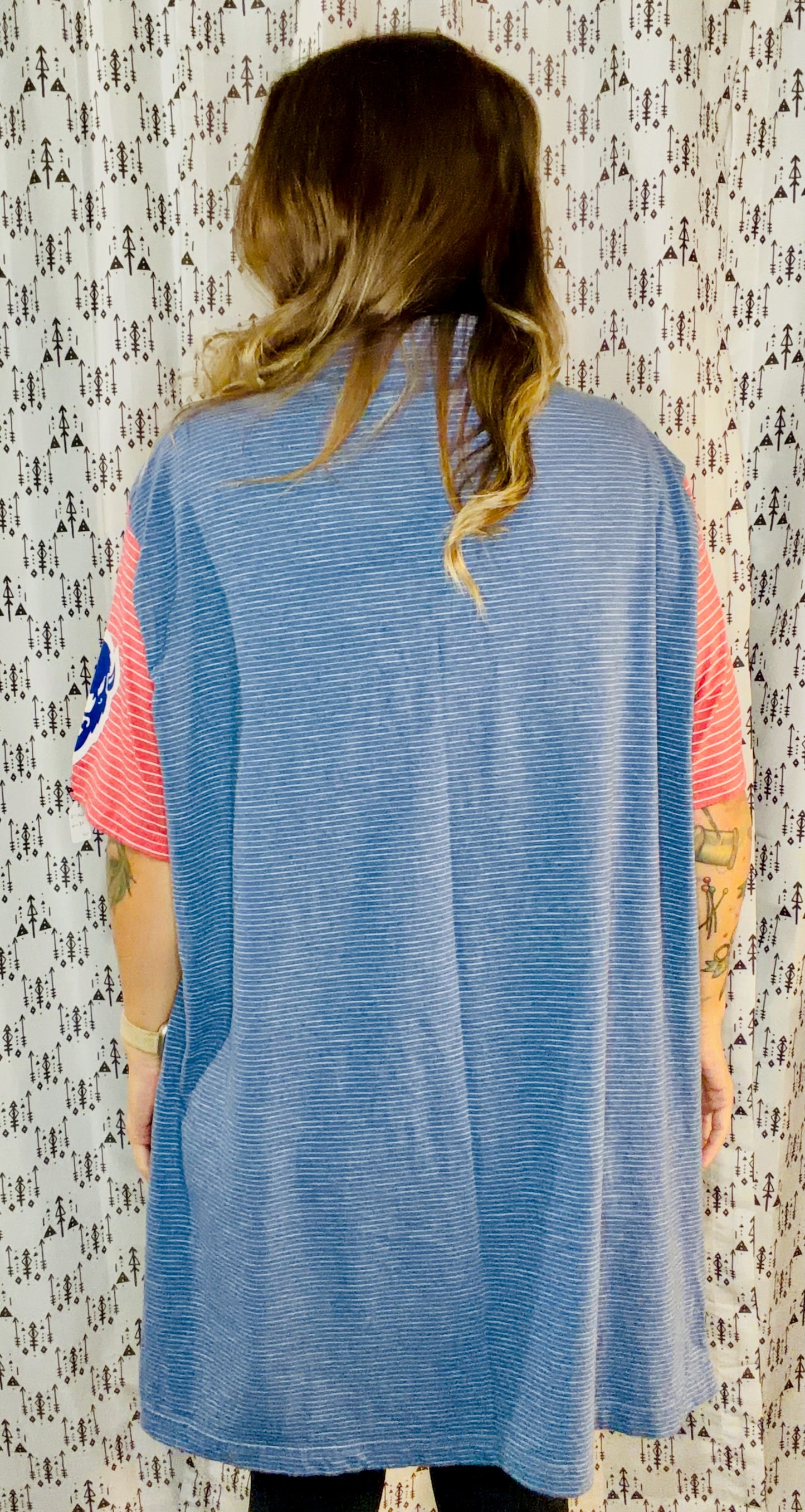Light Blue Striped BUF Football Polo Unisex Size- XL/2X