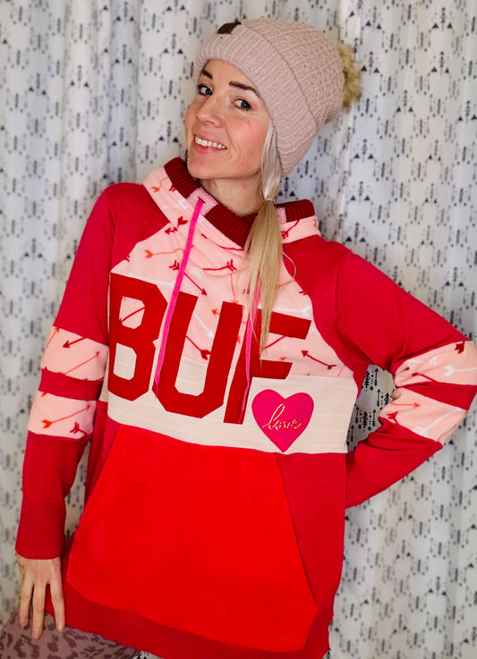 Pink BUF Love Sweater Hoodie Size- Women's L/XL