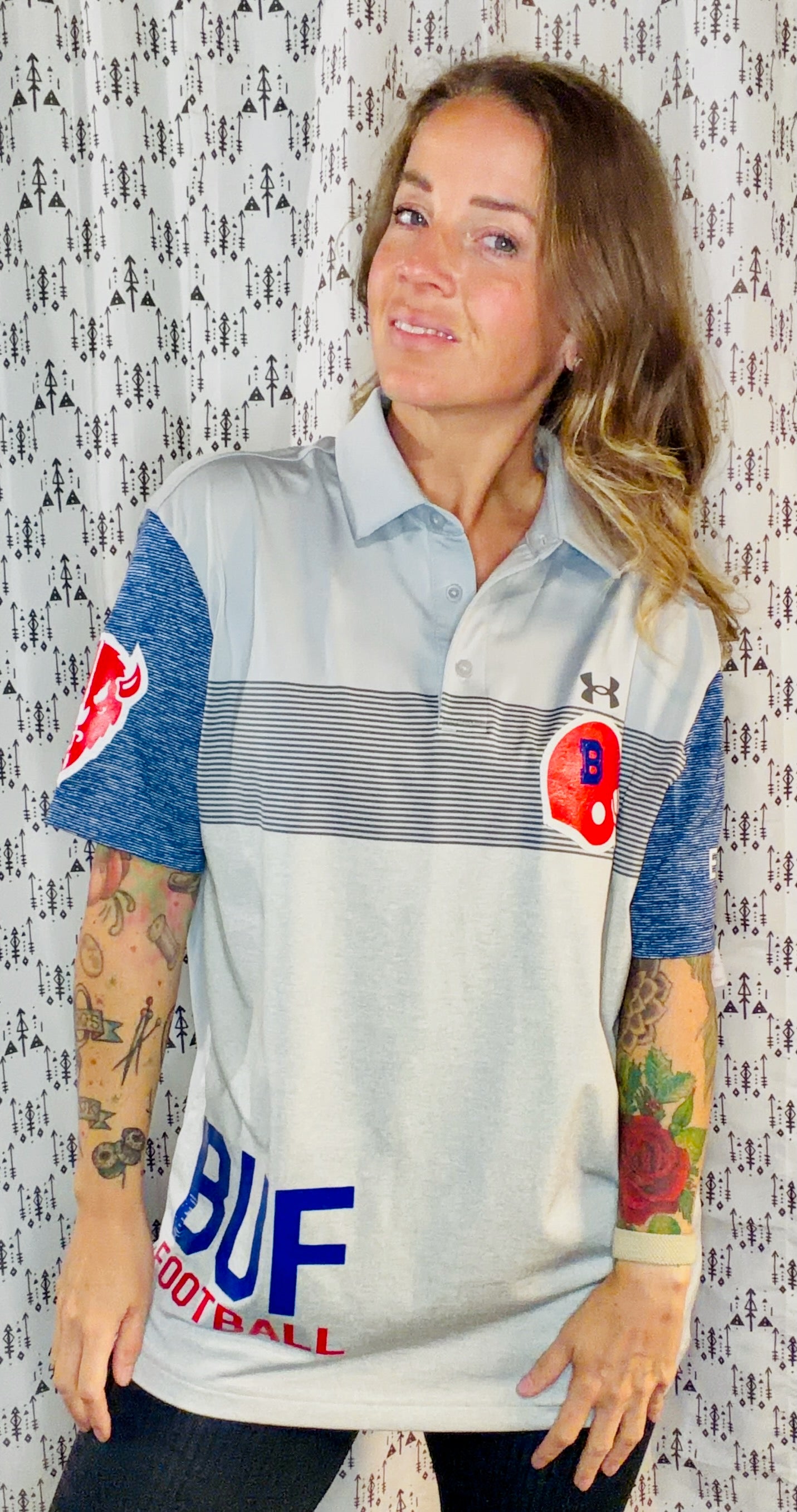 Grey BUF Football Polo Unisex Size- M/L