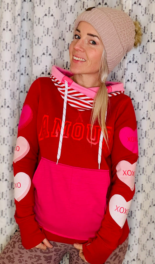 Red Amour Conversation Heart Hoodie Size- Women's S/M