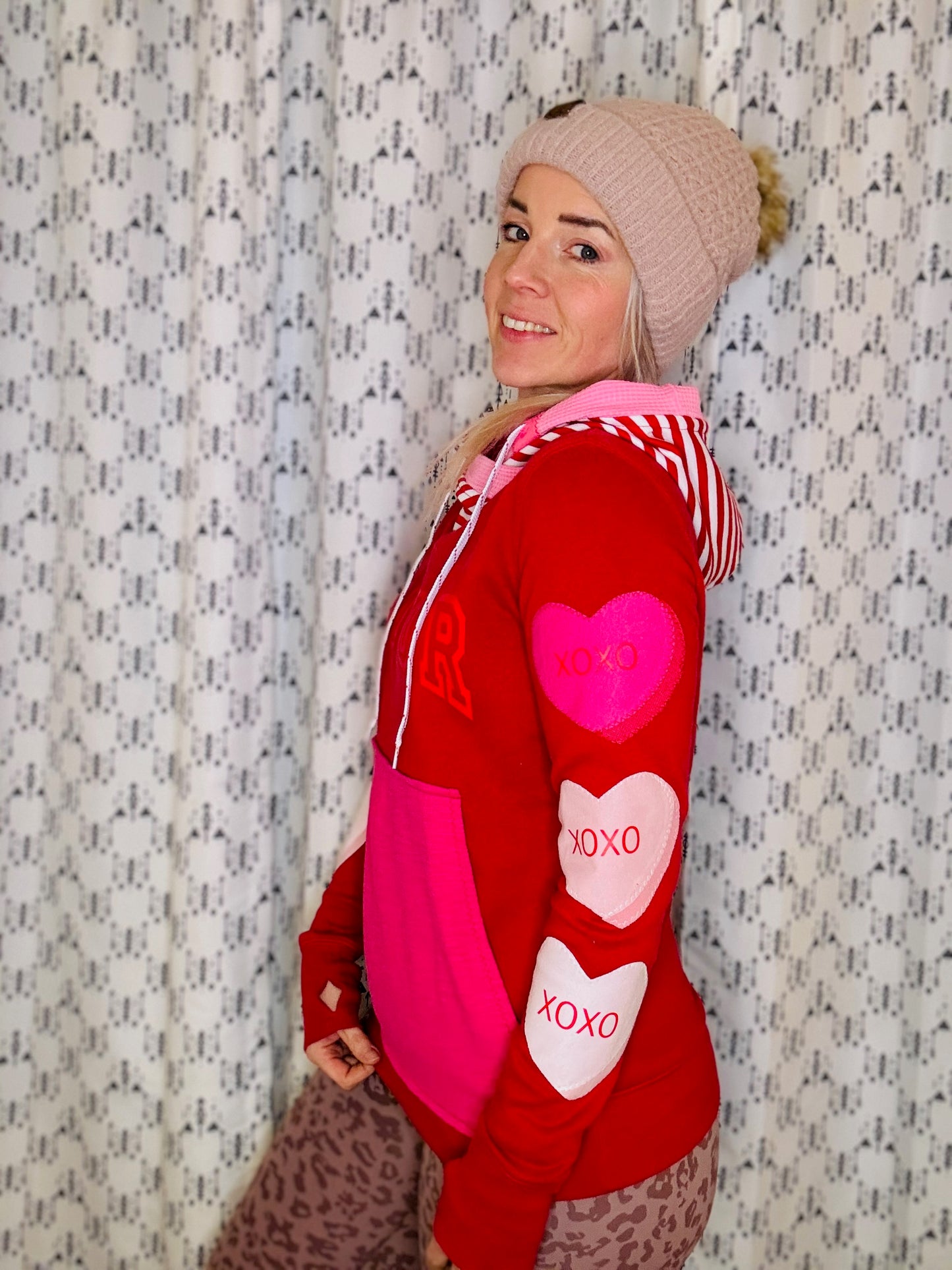 Red Amour Conversation Heart Hoodie Size- Women's S/M