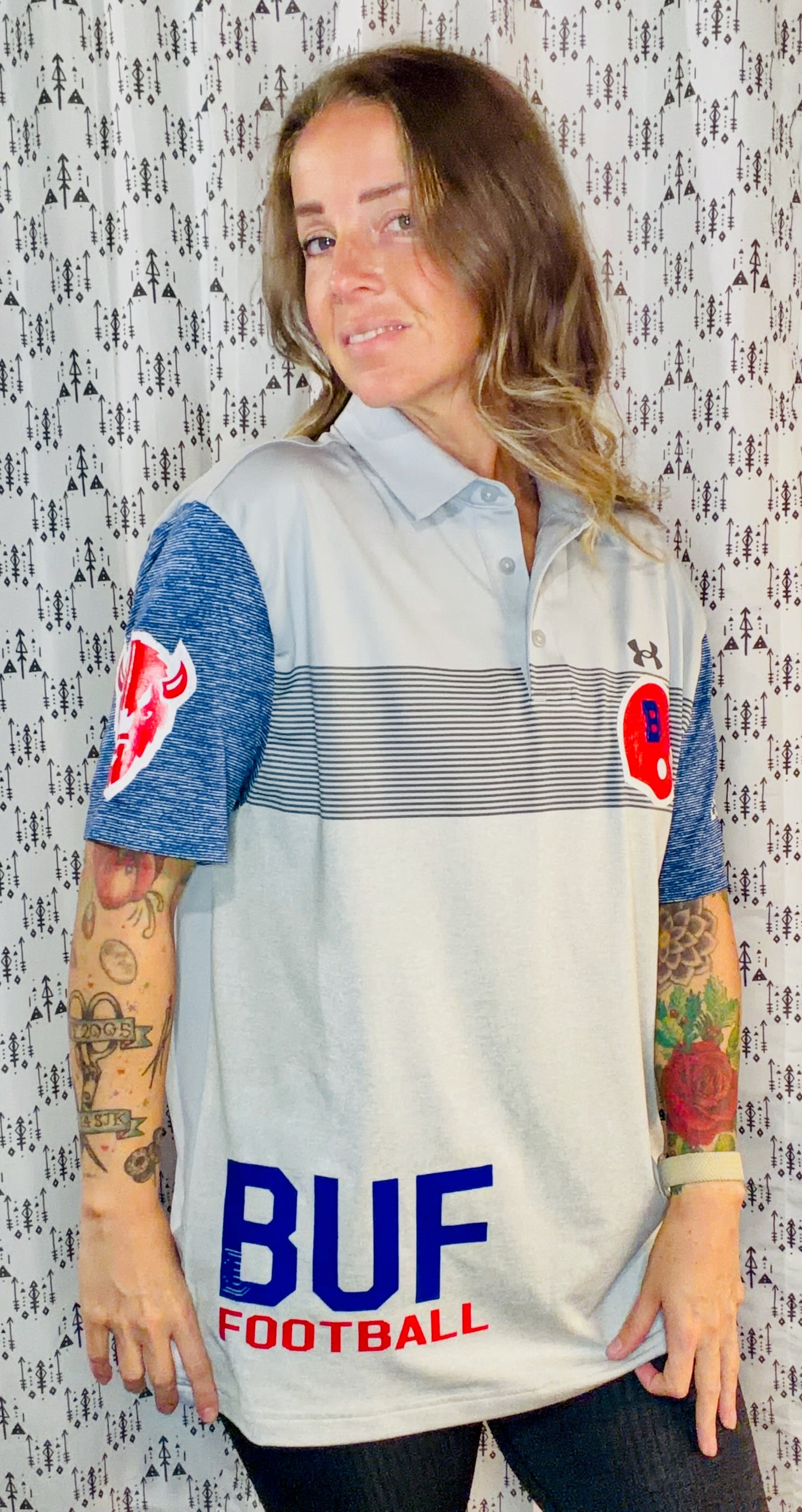 Grey BUF Football Polo Unisex Size- M/L