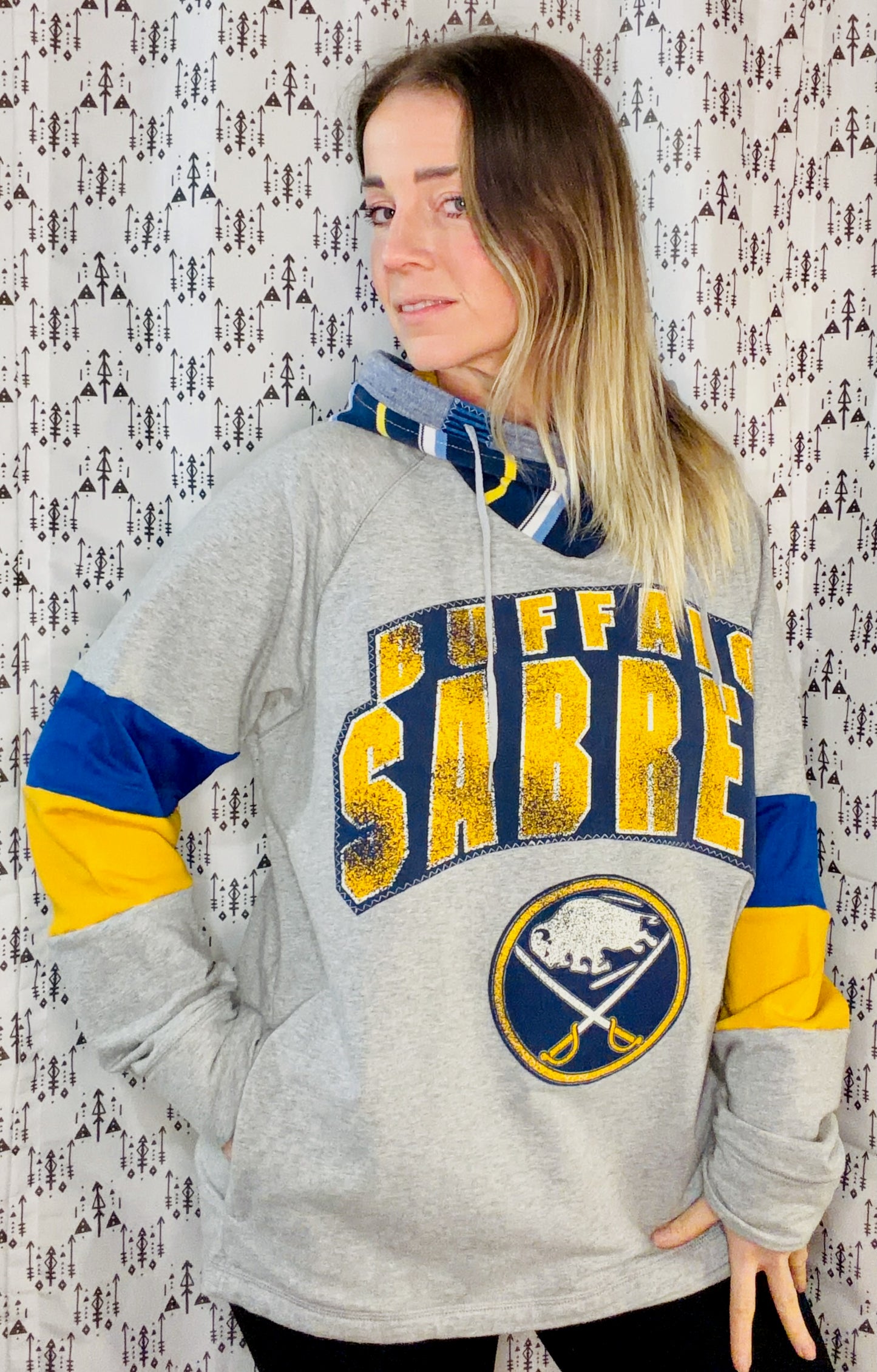 Grey Buffalo Hockey Hoodie Size Unisex- L/XL