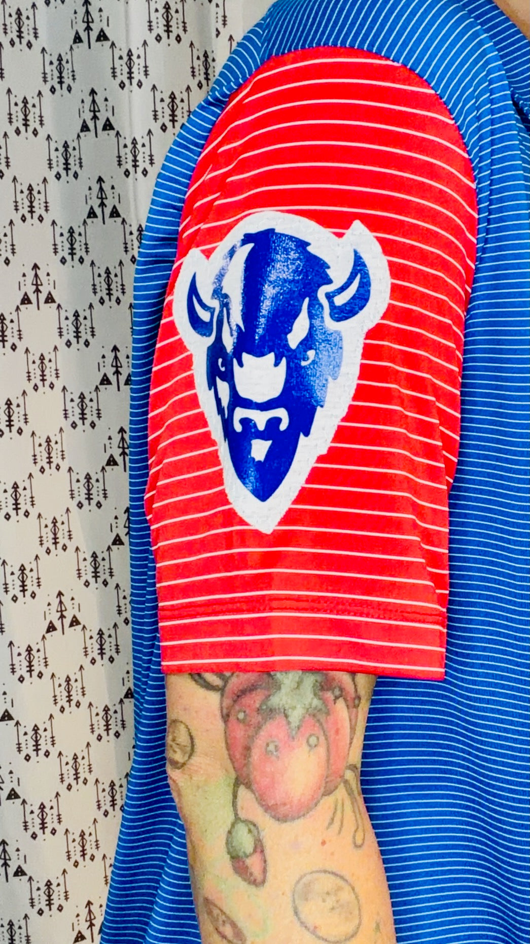 Blue Striped BUF Football Polo Unisex Size- L/XL