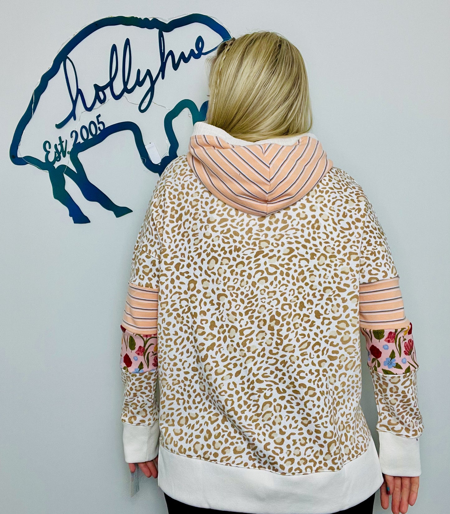 Leopard and Floral Throwback Buffalo Hoodie Size- Women's M/L