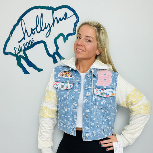 Spring Floral Denim Buffalo Jacket Size- Women's M/L