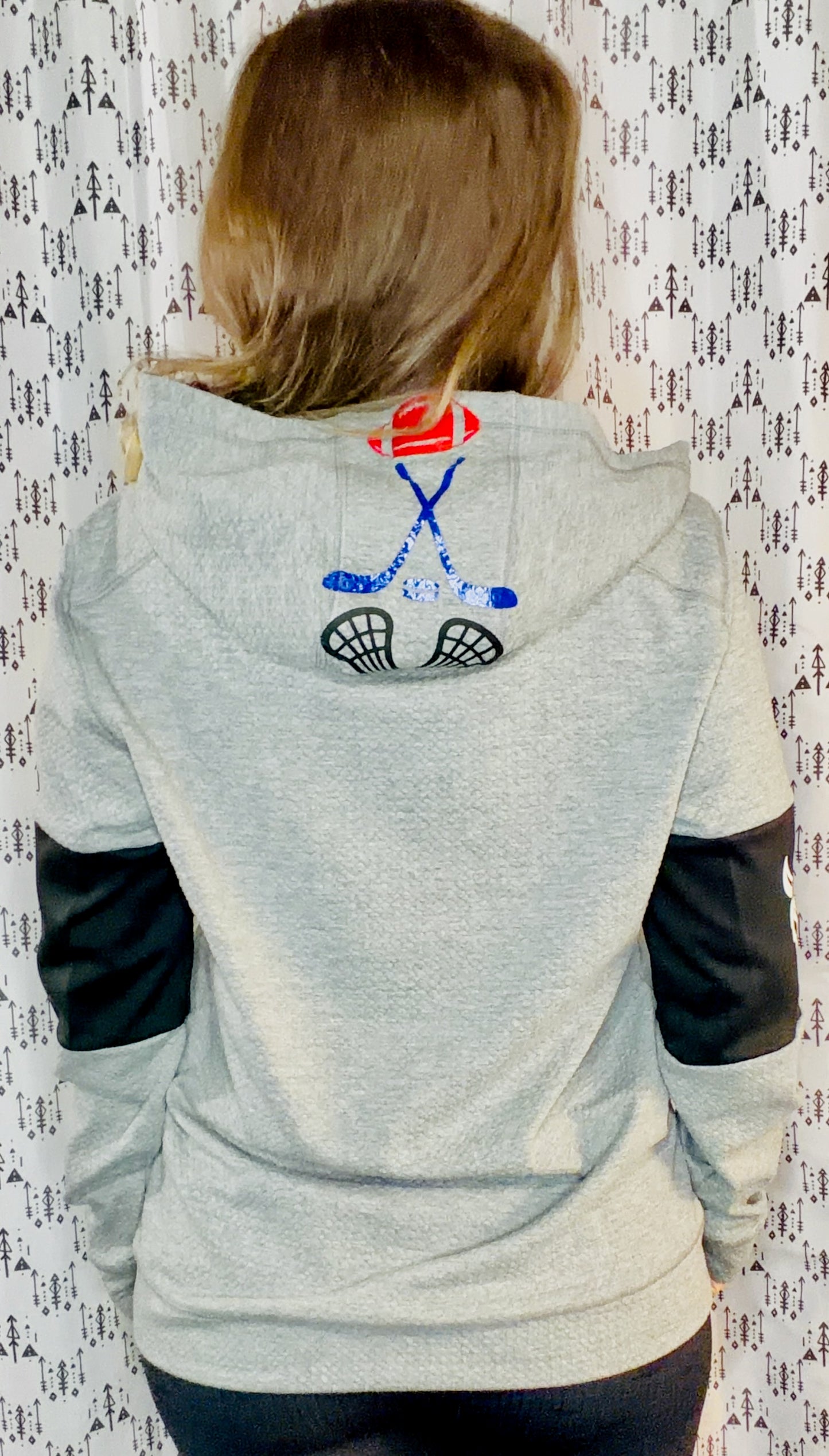 Grey 1/4 Zip One Buffalo Hoodie Size- Unisex M/L