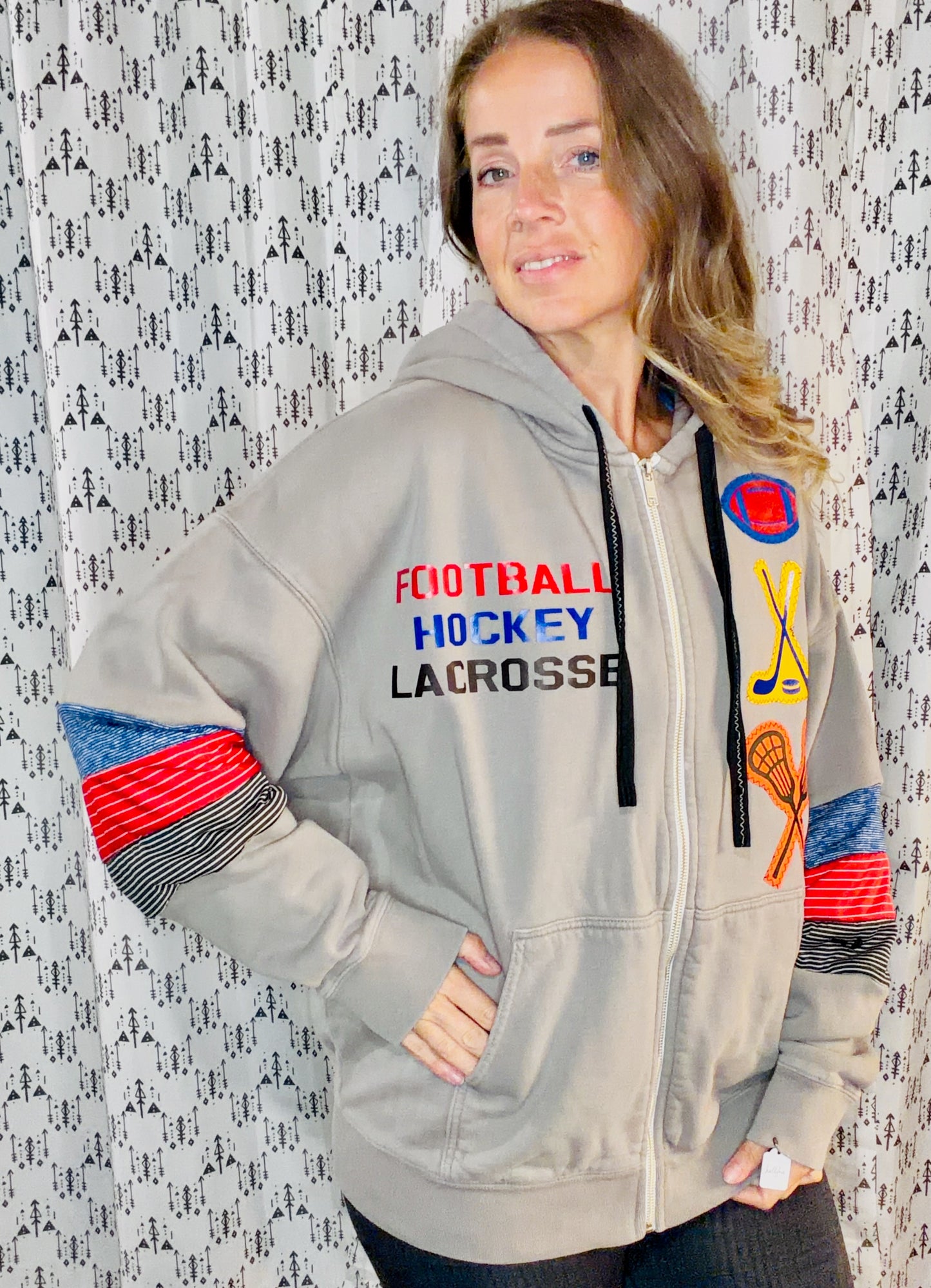 Grey Zip-Up One Buffalo Hoodie Size- Unisex M/L