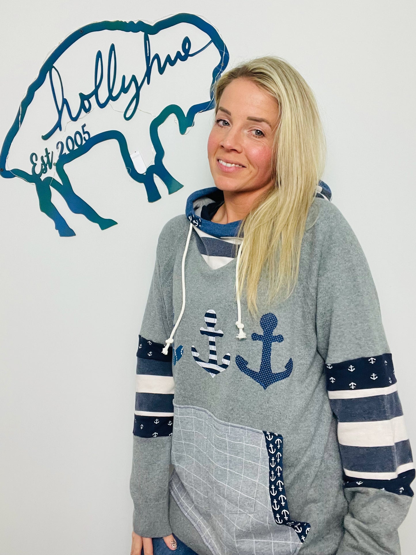 Nautical Anchor Sweater Hoodie Size- Women's L/XL