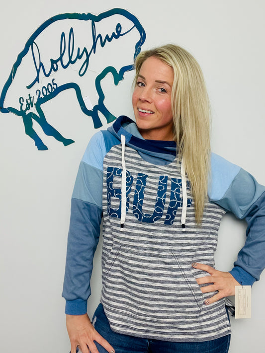 Nautical Striped BUF Hoodie Size- Women's M/L