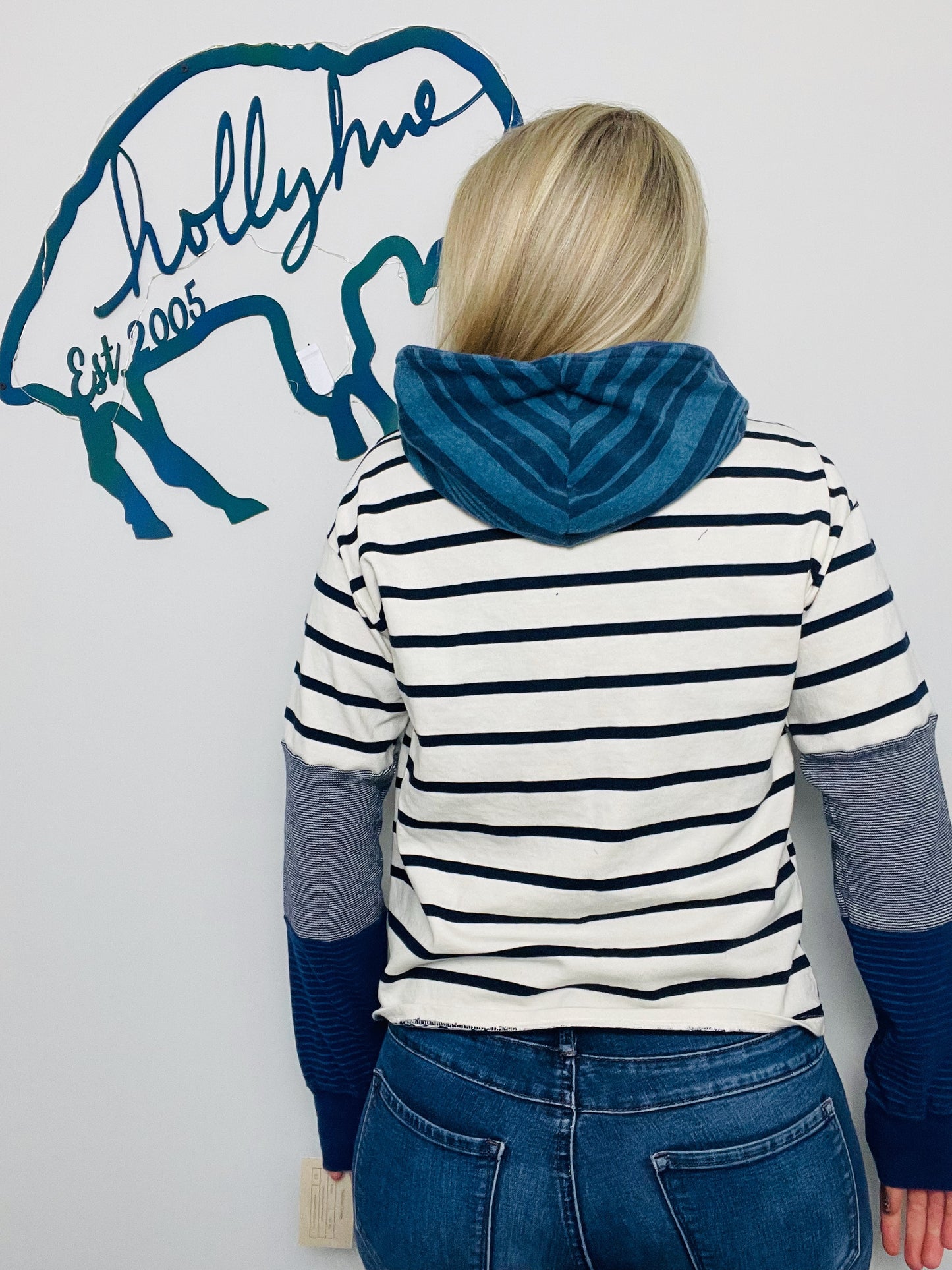 Nautical Striped Anchor Hoodie Size- Women's S/M
