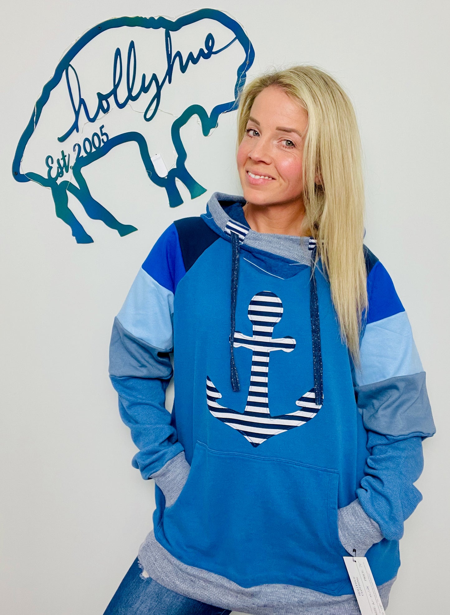 Nautical Ombre' Anchor Hoodie Size- Women's XL/2X