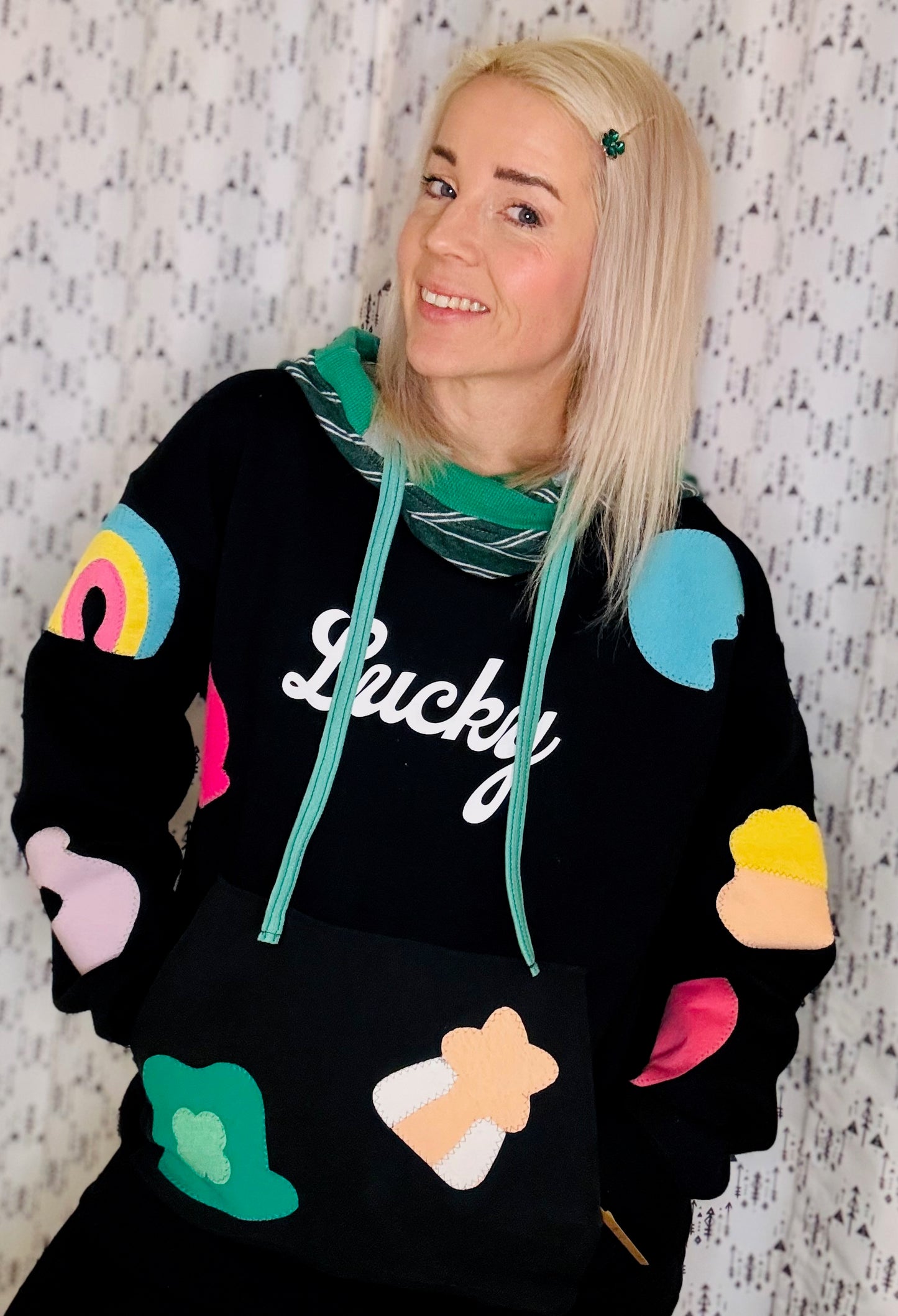 Black Lucky Charms Hoodie- Women's Size L/XL