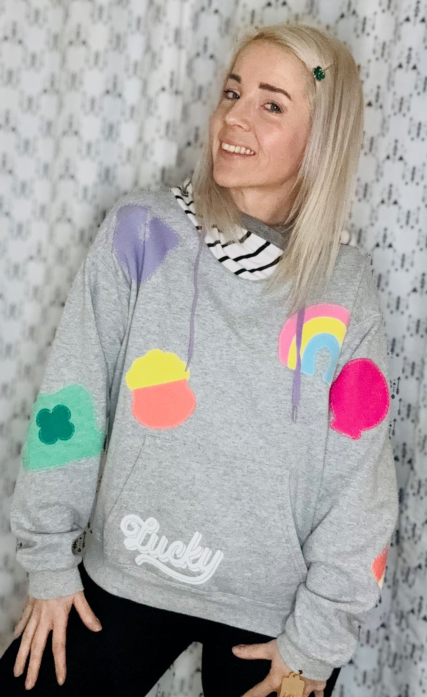 Light Grey Lucky Charms Hoodie- Women's Size L/XL