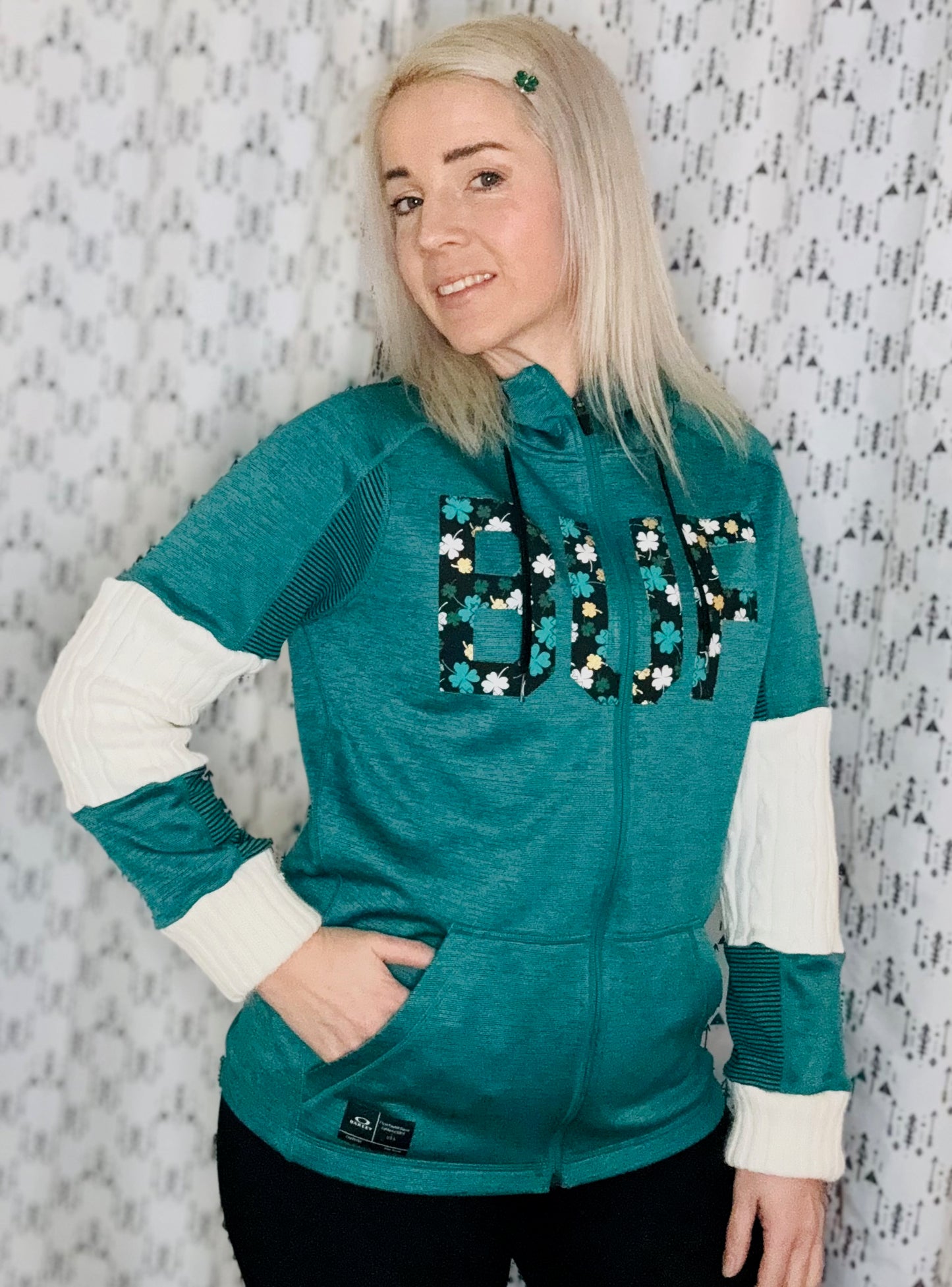 Green BUF Lucky Zip-Up Hoodie- Women's Size M/L