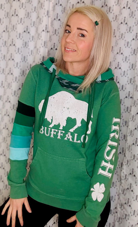 Green Ombre' Buffalo Irish Hoodie- Women's Size S/M