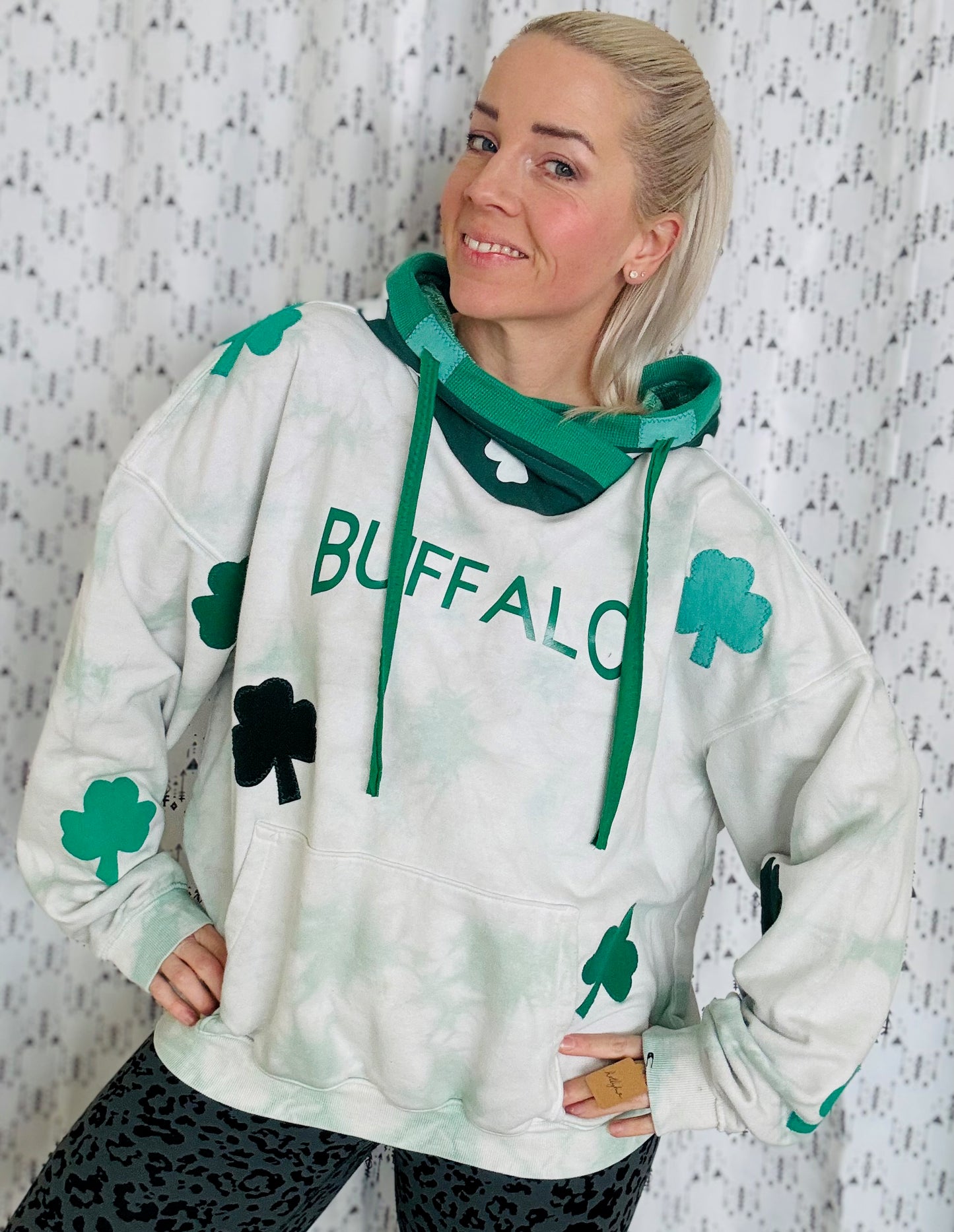 Tie Dye Shamrock All-Over Hoodie Size- Unisex L/XL