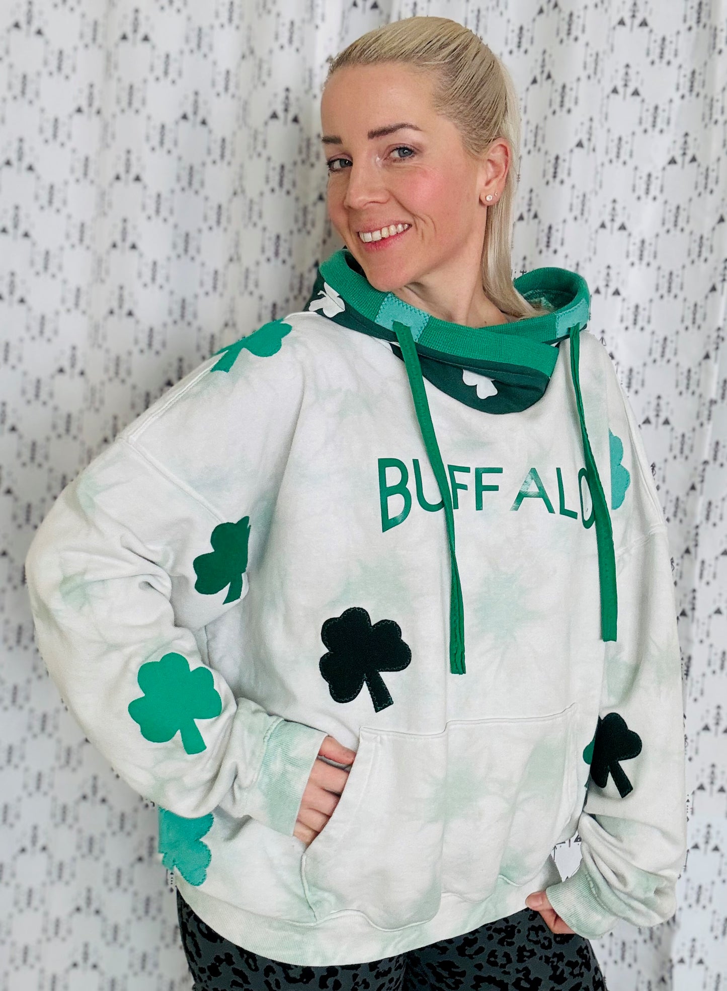 Tie Dye Shamrock All-Over Hoodie Size- Unisex L/XL