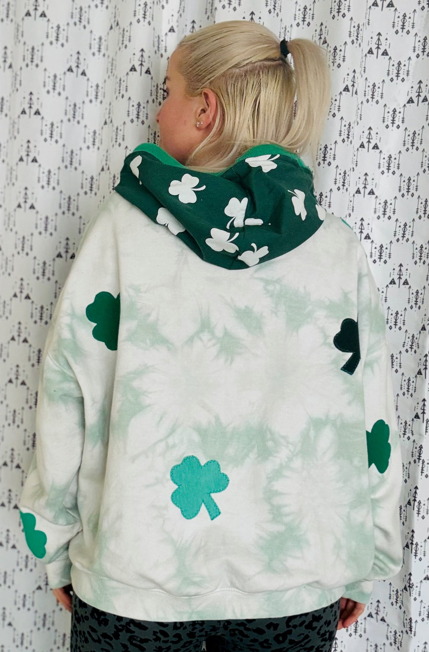 Tie Dye Shamrock All-Over Hoodie Size- Unisex L/XL