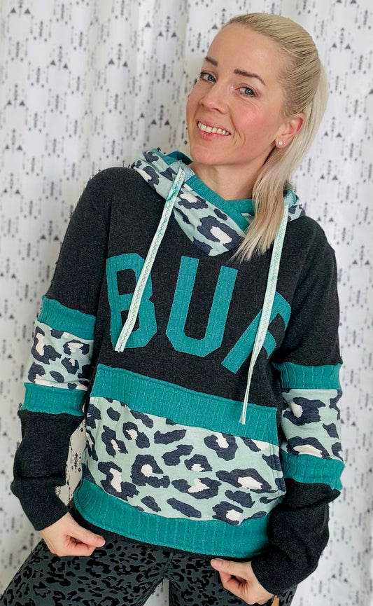 Green Leopard BUF Hoodie Size- Women's L/XL