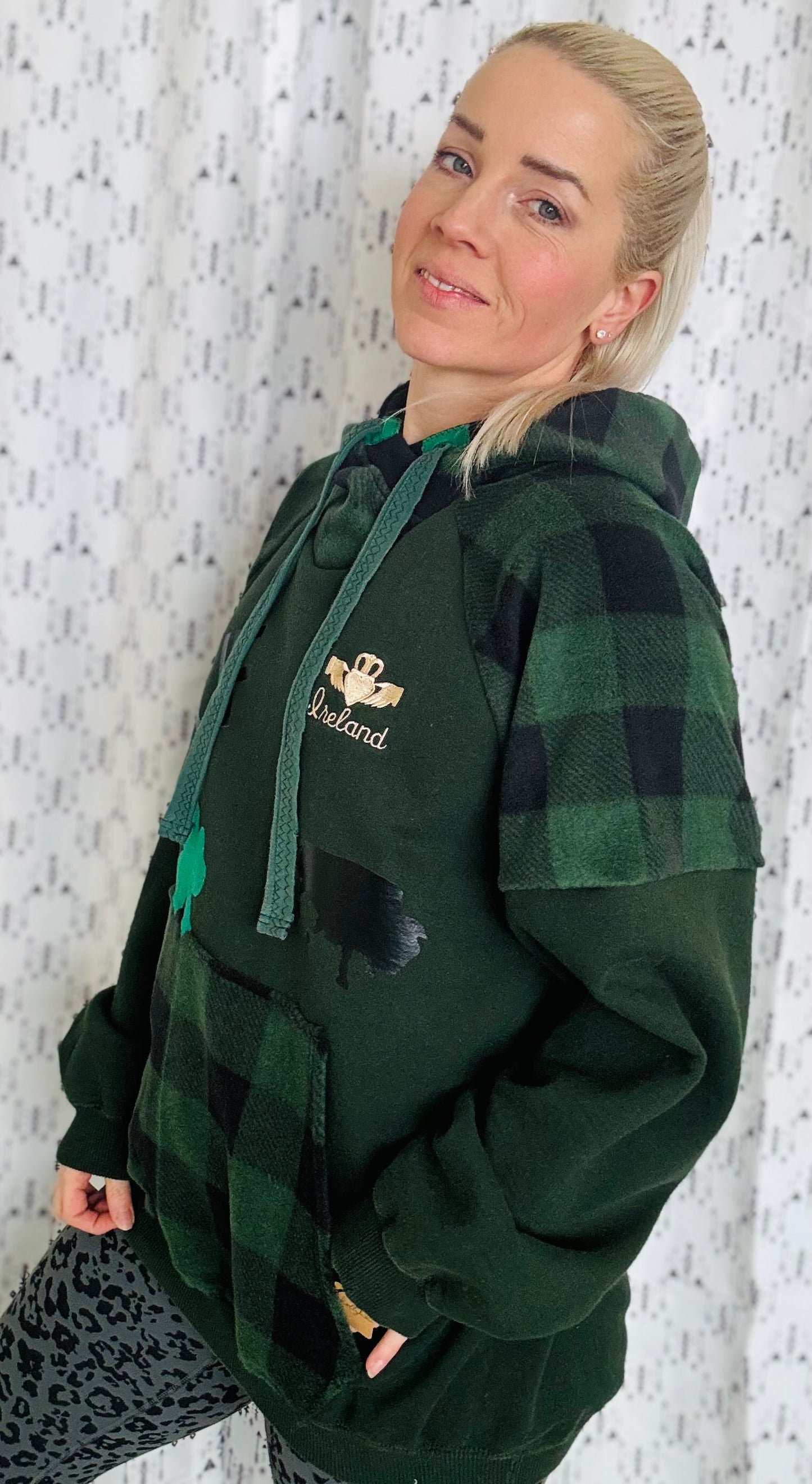 Green Plaid Ireland Meets Buffalo Hoodie Size- Unisex XL/2X