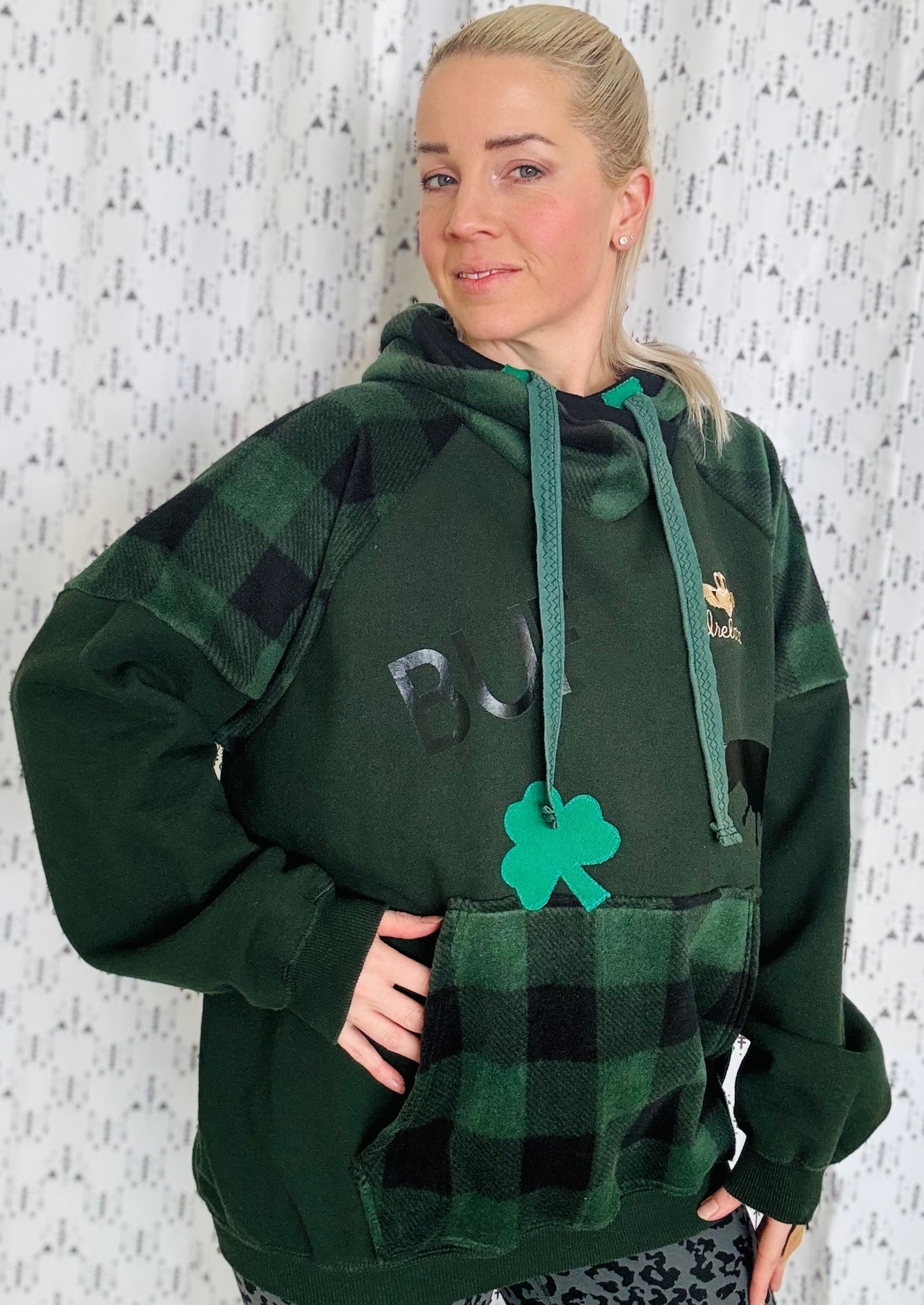 Green Plaid Ireland Meets Buffalo Hoodie Size- Unisex XL/2X