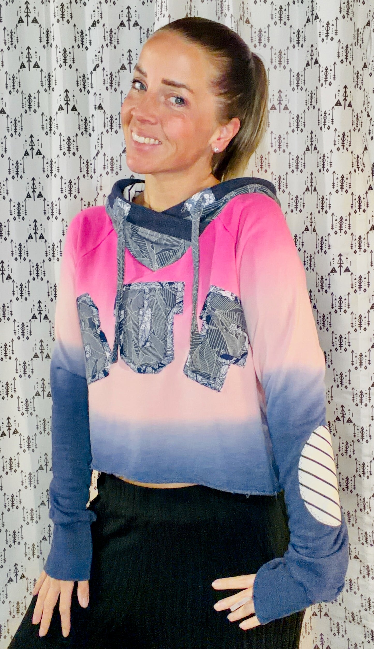 Ombre' Tropical BUF Crop Hoodie Size Women's- M/L