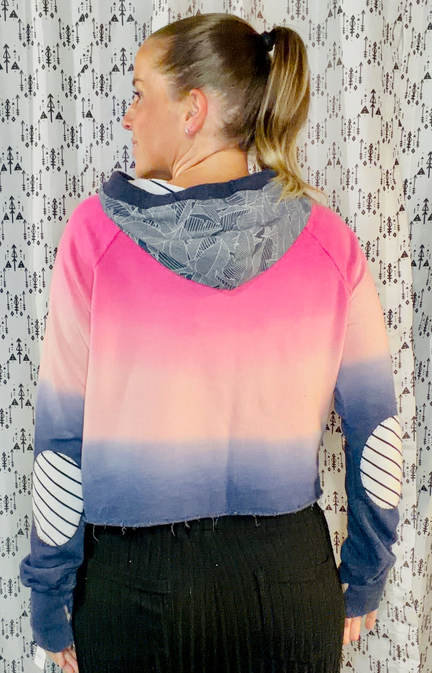 Ombre' Tropical BUF Crop Hoodie Size Women's- M/L