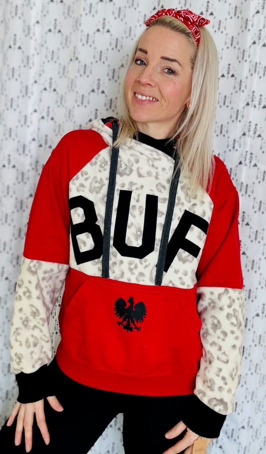 Red & Leopard Dyngus Day Hoodie Size- Women S/M