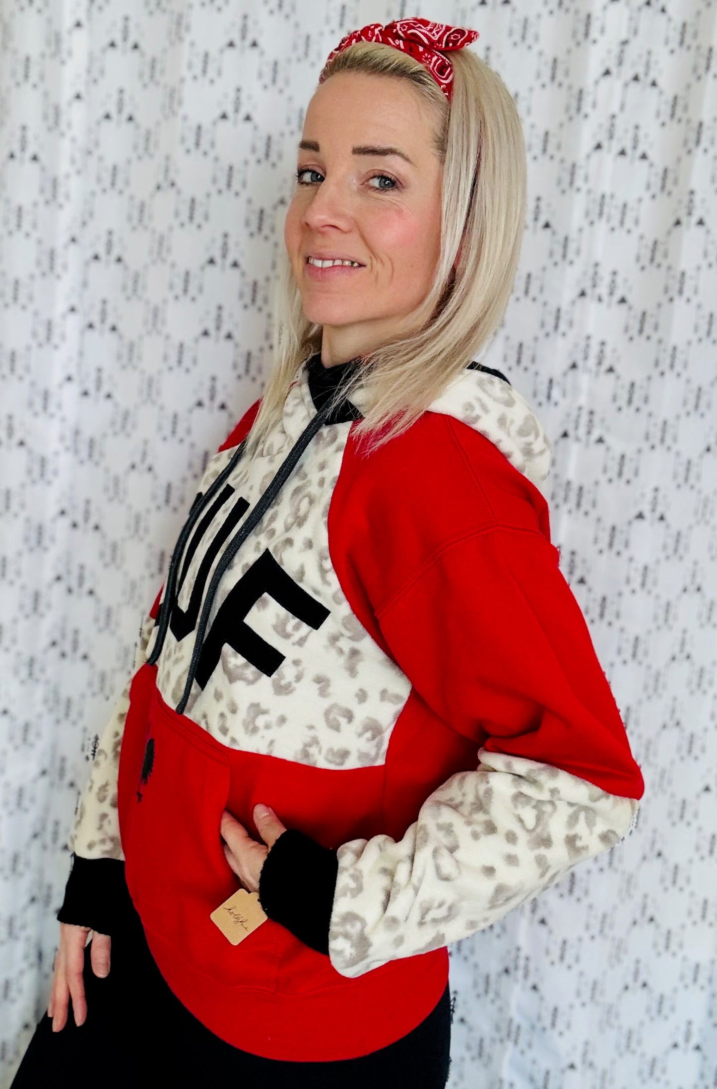 Red & Leopard Dyngus Day Hoodie Size- Women S/M