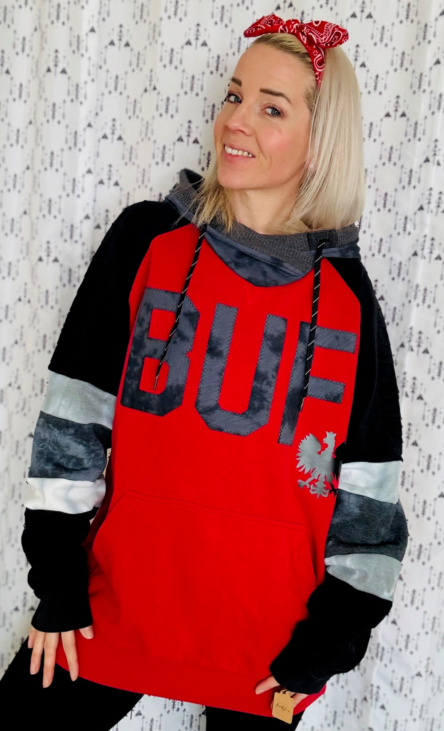 Red Dyngus Day BUF Color-Block Hoodie Size- Unisex L/XL