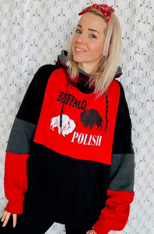 Buffalo Polish Color-Blocked Hoodie Size- Unisex L/XL