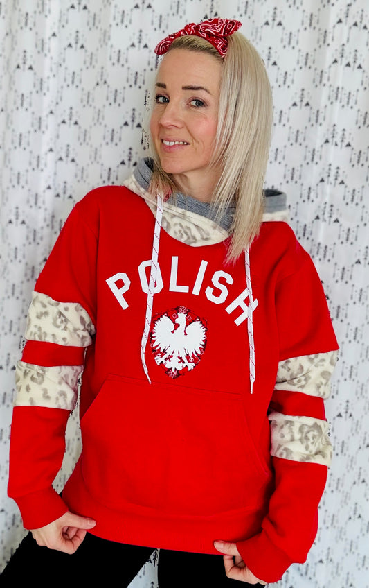 Red Leopard Polish Hoodie Size- Women M/L