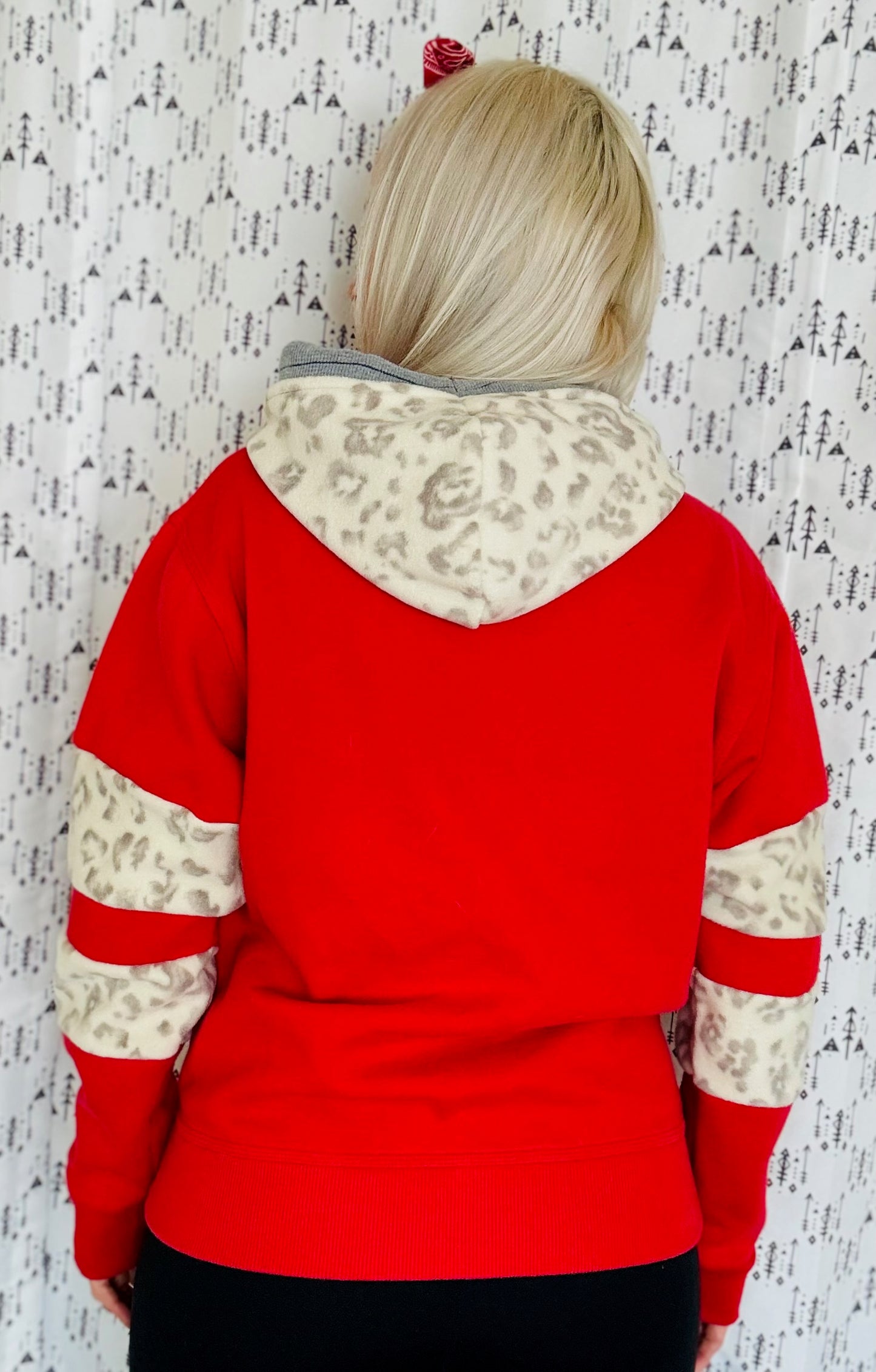 Red Leopard Polish Hoodie Size- Women M/L