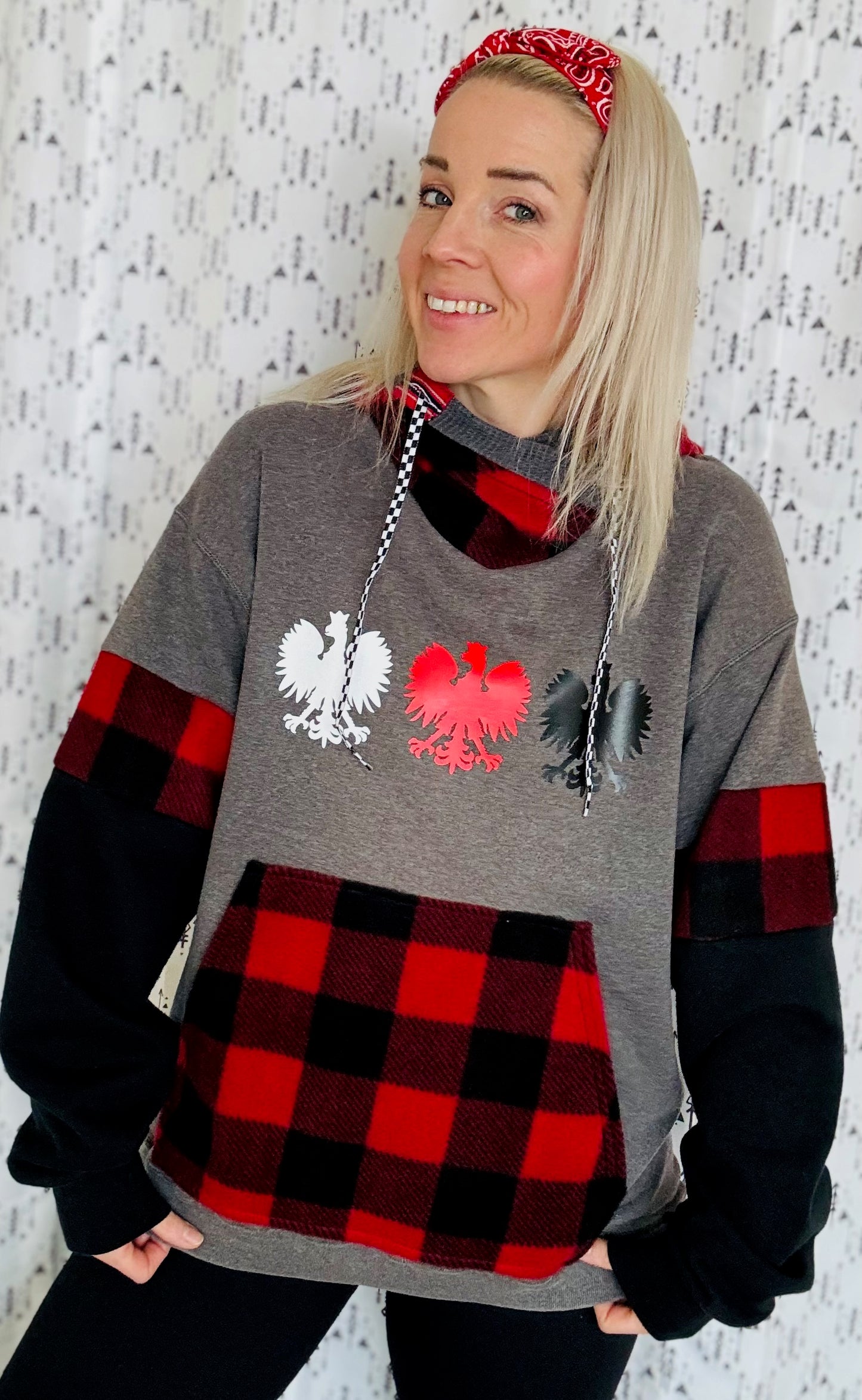 Buffalo Check Dyngus Day Hoodie Size- Unisex M/L